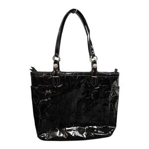 Coach Embossed Signature Patent Leather Tote Bag